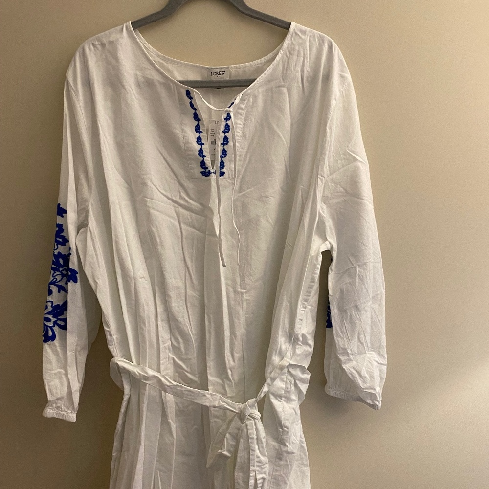 White and blue 3x J.Crew long sleeve dress